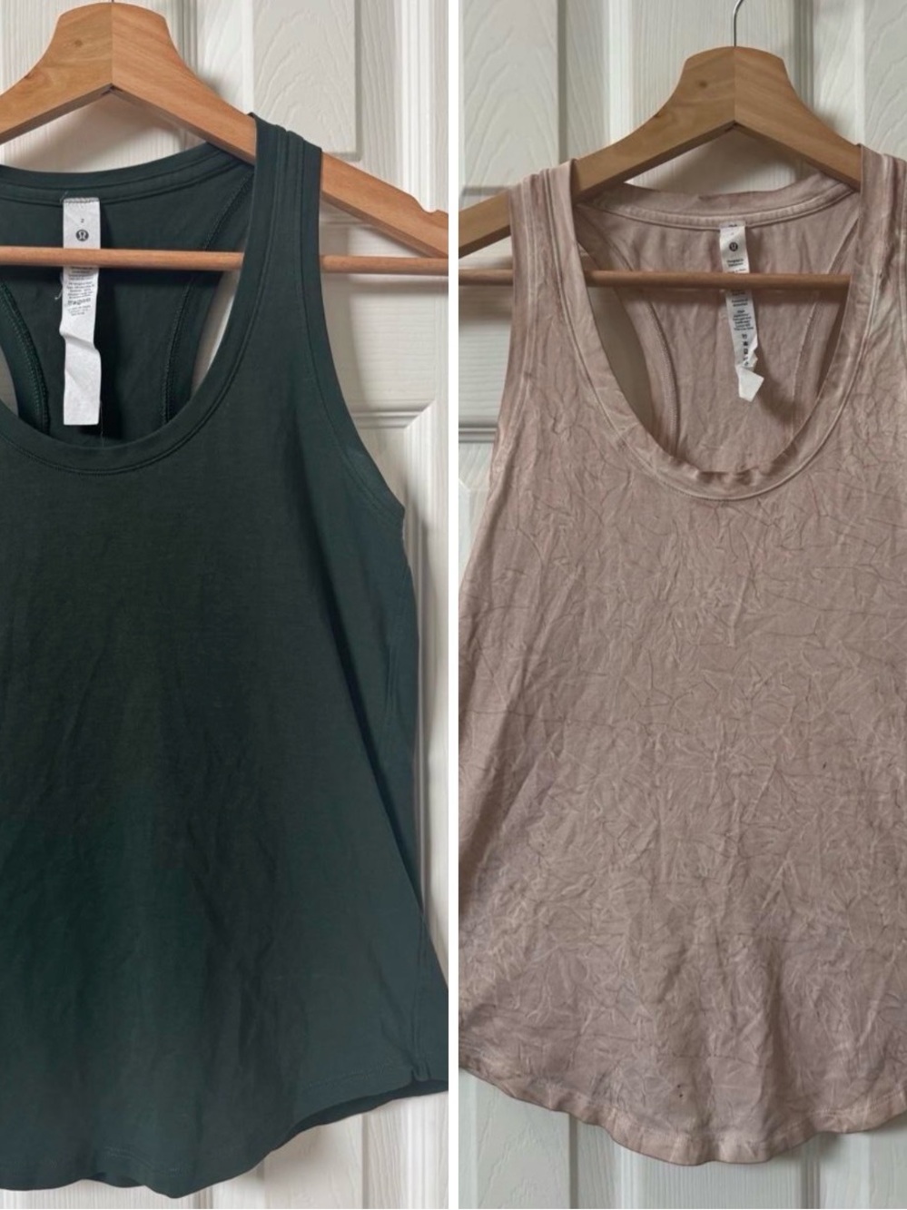 lululemon athletica Racerback Tanks- Forest Green & Pink/Tan
